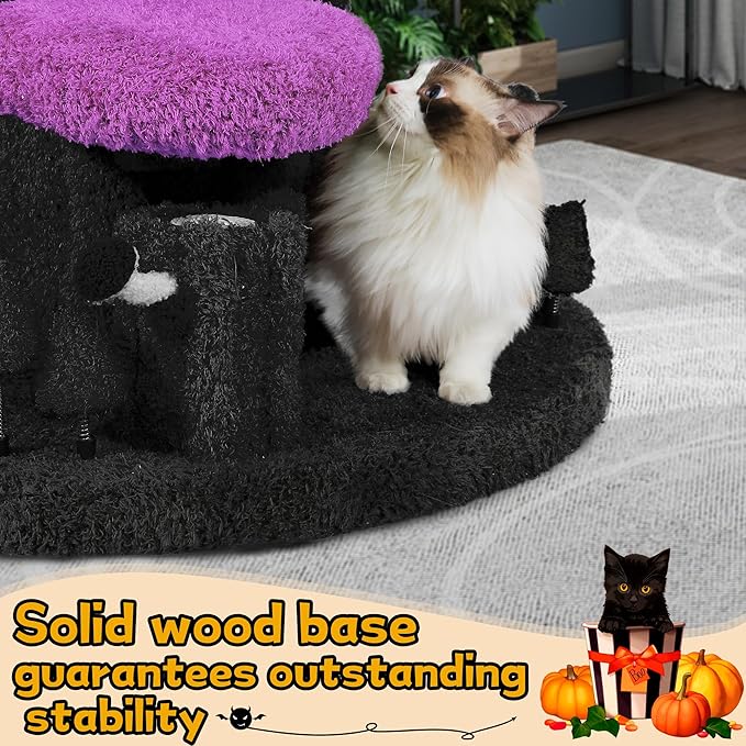 Luxury Cat Tree Tower for Indoor Cats,88.6" Tall Cat Tree,Multi-Level Furniture Activity Center with Scratching Posts Stand House Condo Funny Toys Kittens Pet Play House, Purple