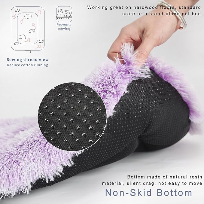 nononfish Dog Crate Bed for Small Dogs Washable Orthopedic Flat for Inside Crate Cages Kennel House Sofa Plush Comfy Sleeping Gradient Purple 24 in