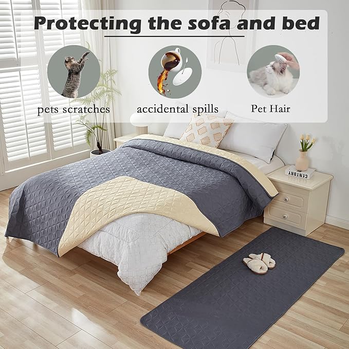 Waterproof Dog Bed Cover Pet Blanket, Soft Pet Couch Covers for Sofa Washable, Bed Couch Sofa Furniture Protector for Puppy Cat Kids (Grey,75 * 180 CM)