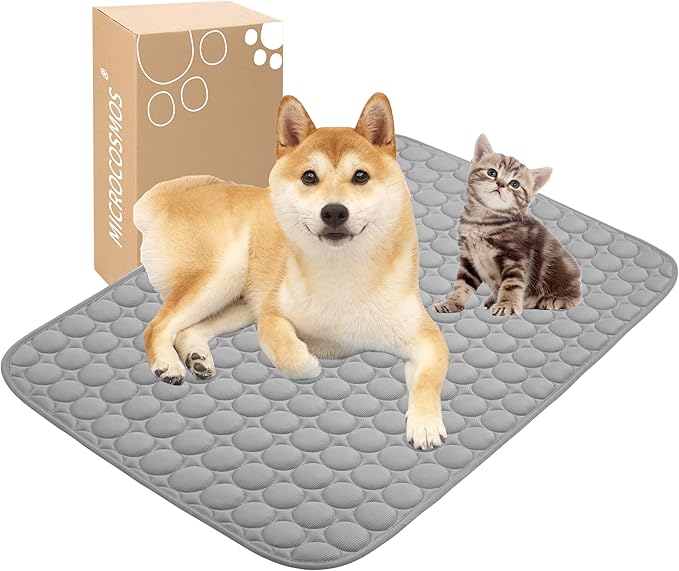 MICROCOSMOS Summer Cooling Mat & Sleeping Pad- Water Absorption Top, Materials Safe, Easy Carry, EZ Clean. Keep Cooling for Pets, Kids and Adults.(Dark Grey, 28" x 22")