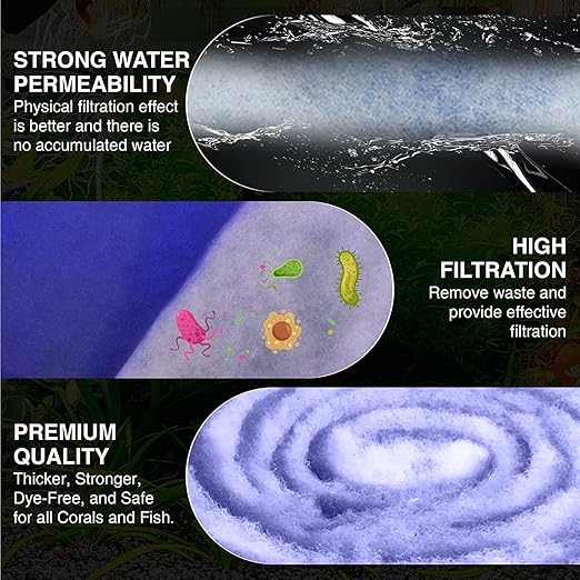 Big Kahuna Aquarium Filter Floss Rolls – 12-inch Pond and Aquarium Filter Media – 1-inch Thick Wet/Dry Aquarium Filter Pad – Bonded Filter Media Pad for Freshwater or Marine Aquariums, Ponds – 6ft