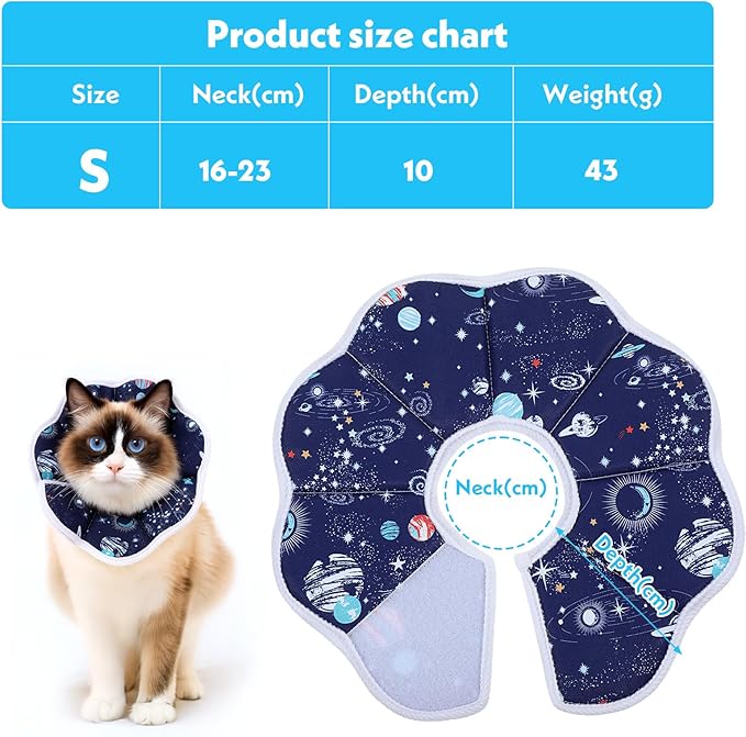 Soft Adjustable Cat Cone Collar Lightweight Cat Recovery Collar to Stop Licking Protective Cats Neck Cone After Surgery for Small Animal Cats Kittens Puppies After Surgery Grooming