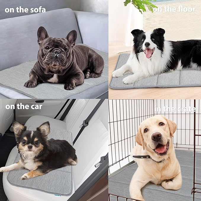 Dog Cooling Mat for Large Dogs - 35x23 Orthopedic Memory Foam Pet Pad for Summer, QMAX>0.5, Washable Premium Comfort Crate Pad for Your Furry Companion, Grey,