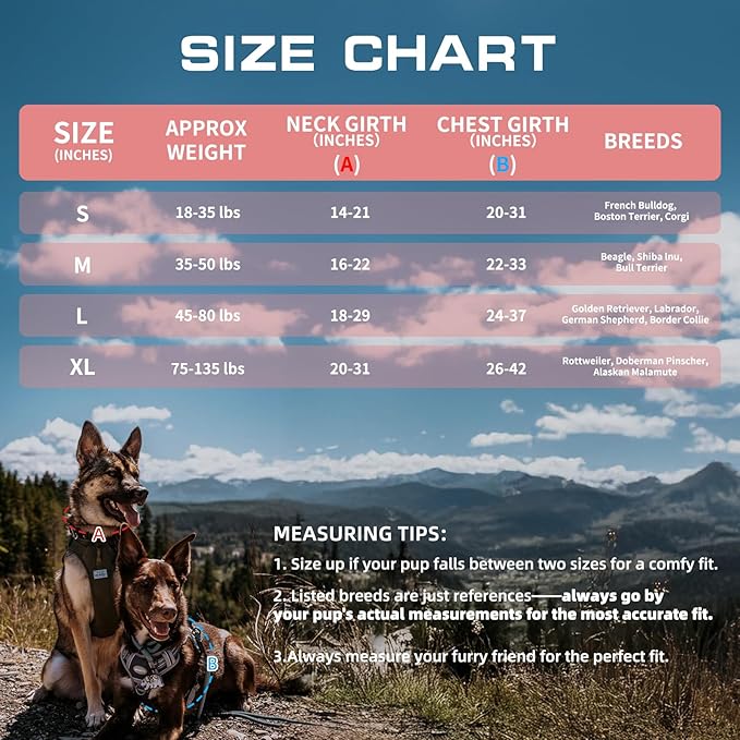 Auroth Tactical Dog Harness for Large Dogs No Pull Adjustable Pet Harness Reflective K9 Working Training Easy Control Pet Vest Military Service Dog Harnesses Rose Red L
