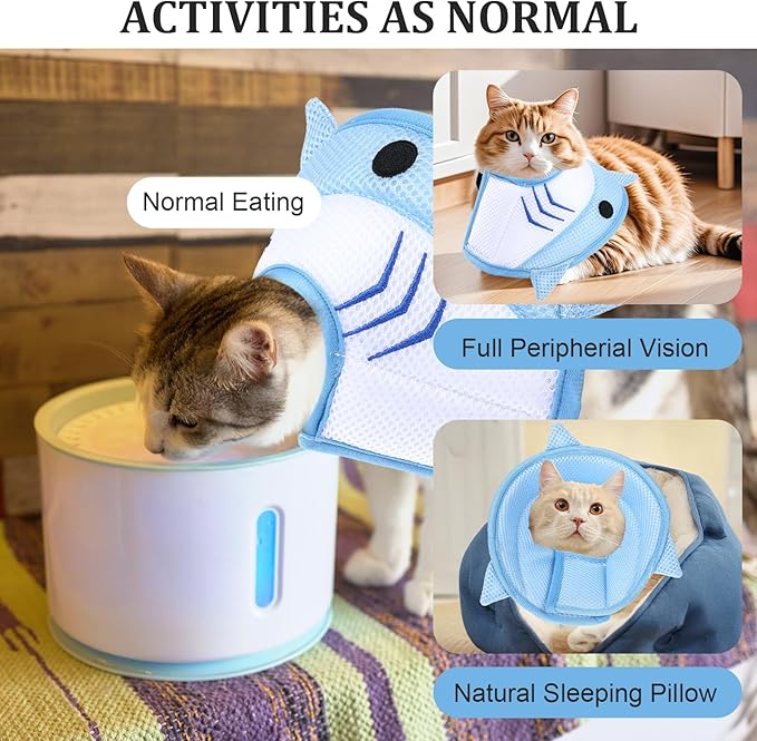 Cat Collar Cute Cat Recovery Collar Breathable Adjustable Soft Lightweight Pet Neck to Stop Licking Scratching After Surgery for Pets Dogs Kittes