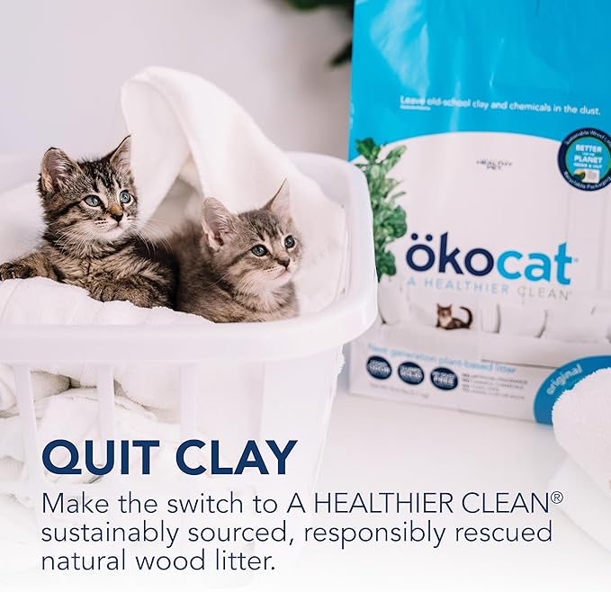 ökocat Original Low-Dust Natural Wood Clumping Cat Litter with Odor Control 16.6 lbs Large