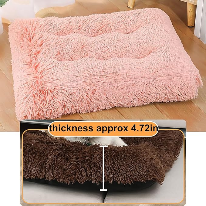 Dog Crate Mat, Dog Bed for Large Dogs, Comfy Fluffy Kennel Pad Anti-Slip for Dog beds & Furniture, Quilted Dog Bed for Pets for Medium/Small Dogs Cats (Color : Pink 2, Size : 25x18)