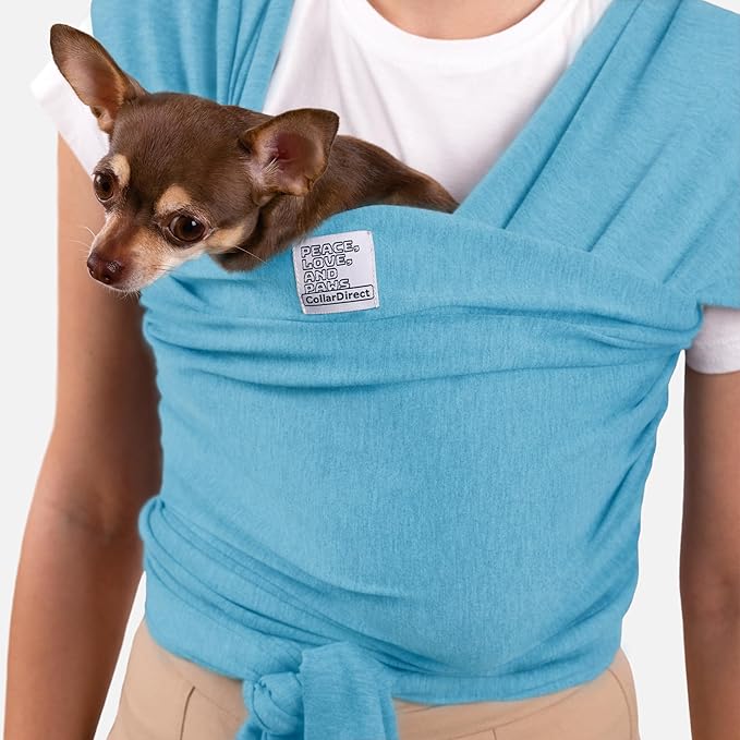Dog Sling Carrier for Small Dogs - Anti-Anxiety Cat Sling, Puppy Pouch - Pet Sling in Gray Black Blue Green Pink Yellow (Blue, Standard)