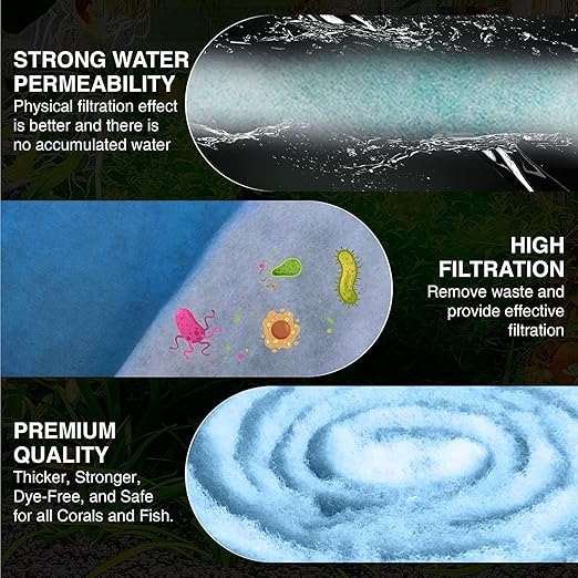 Big Kahuna Aquarium Filter Floss Rolls – 12-inch Pond and Aquarium Filter Media – 1-inch Thick Wet/Dry Aquarium Filter Pad – Bonded Filter Media Pad for Freshwater or Marine Aquariums, Ponds – 20ft