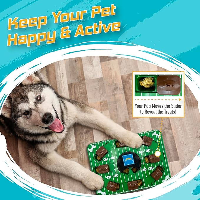 Pets First NFL Los Angeles Chargers Puzzle Toy - Interactive Dog Puzzle Treat Toy