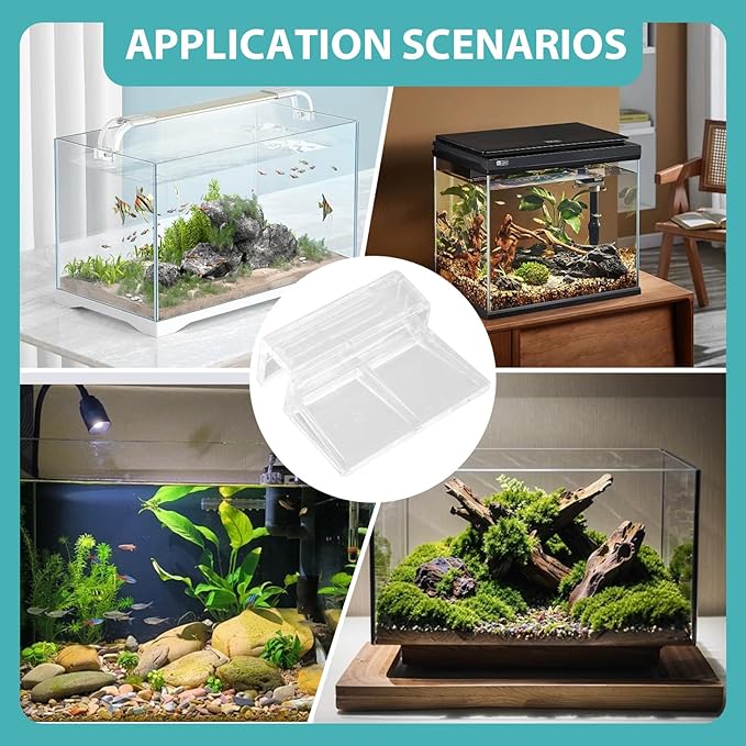 15 Pcs Rimless Aquarium Lid Clips for 9-10mm Glass, Clear Acrylic Aquarium Cover Support Clamps for Fish Tank Lid Holder, Plastic Tank Top Clips for Glass Canopy or Piscine Hoods and Covers