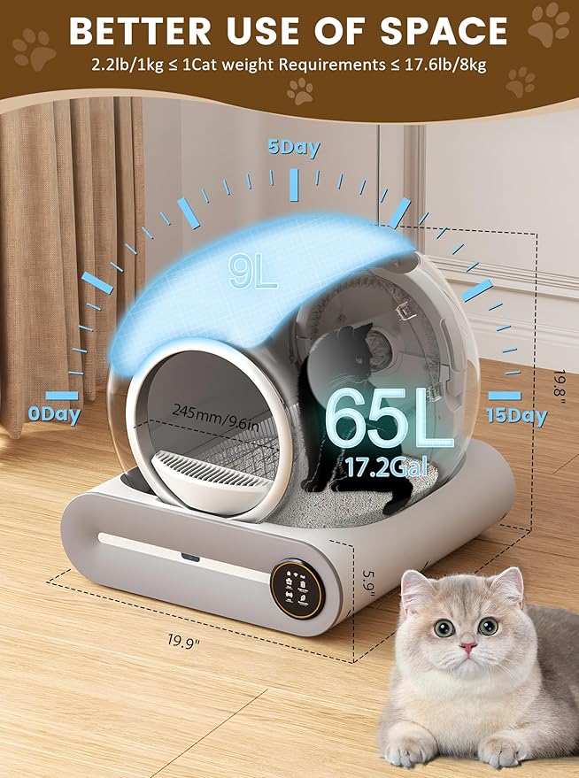 Self Cleaning Litter Box, Upgraded Robot Automatic Litter Box for Multiple Cats