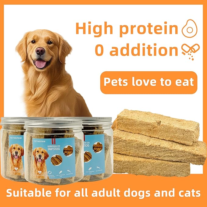 Dog Fish Treats Cod Made with Premium Natural Norwegian 100% Real Cod Fish Bones & Meat Healthy Crunchy Biscuits for Dogs High Protein Grain-Free All-Natural Pet Snack