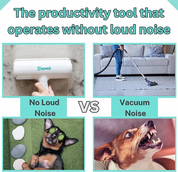 Pet Hair Removal Tool – Reusable Lint Roller for Dogs & Cats – Self-Cleaning Fur Remover Brush – Ergonomic Lint Roller for Carpet, Bedding, Couch, Car Seat & More (White)