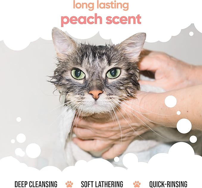 Peach Cat Shampoo - Deep Cleansing Shampoo for Cats - Fruity Scented - with Aloe Vera and B5 (16.90oz)