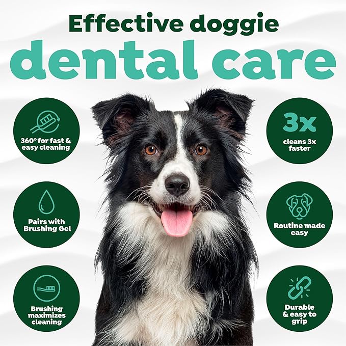 TropiClean Fresh Breath TripleFlex Toothbrush for Large Dogs | Use with TropiClean Toothpaste or Gel | 360-Degree Toothbrush | Complete Dental Care