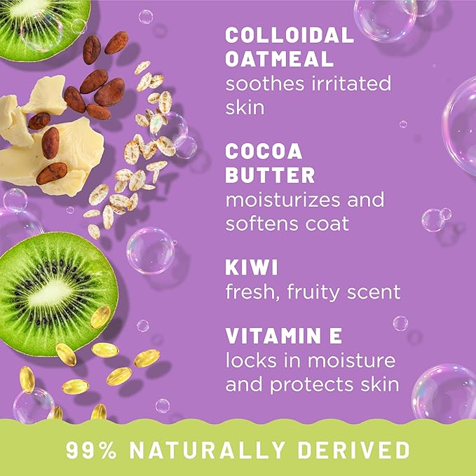 TropiClean Dog Conditioner, Professional Detangling & Moisturizing Conditioner, Puppy Safe, Made in the USA, Kiwi & Cocoa Butter Scent, 2.5 Gallon