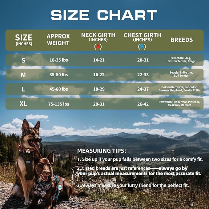 AUROTH Tactical Dog Harness for Large Dogs No Pull Adjustable Pet Harness Reflective K20 Working Training Easy Control Pet Vest Military Service Dog Harnesses