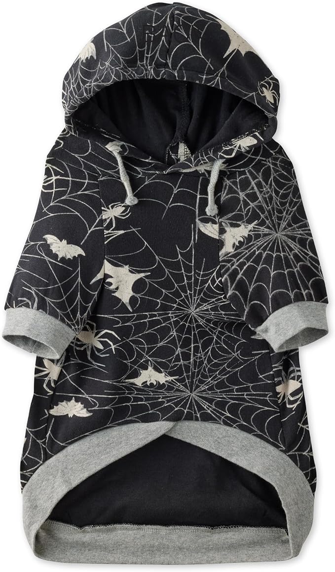 Rocky – The Orginal Lightweight Hooded TEE 100% Organic Cotton Dog Hoodie Pet Coat Sweater for Small, Medium, Large Dogs, Batty Black, XX-Small