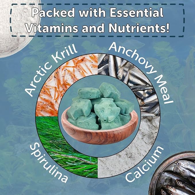 Aquatic Foods Inc. Spirulina Enriched Calcium Feeders for Shrimp, Snails, Crabs, Crayfish, Pleco, Catfish, All Tropical Fish…25 Count Bag