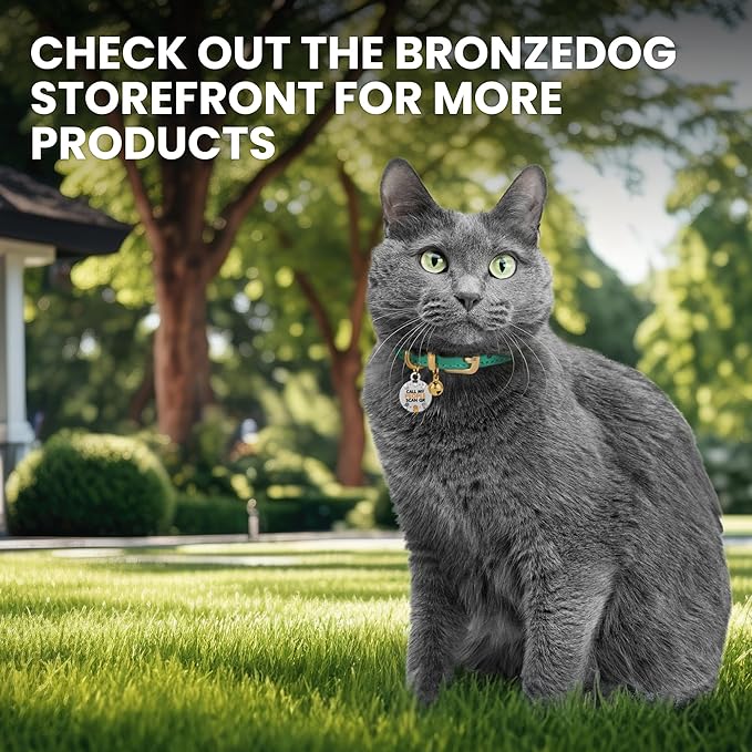 BRONZEDOG Leather Cat Collar with Removable Bells Non Breakaway Kitten QR Tag for Girl Boy (9" - 12" Cats/Mini Dogs, Red & Gold)