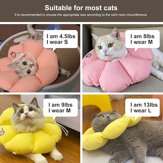 HiDREAM Cat Cone Collar,Cute Waterproof Elizabethan e Collar for Cats,Anti-Bite Lick Wound Healing Safety Cat Recovery Collar,All-Season Style