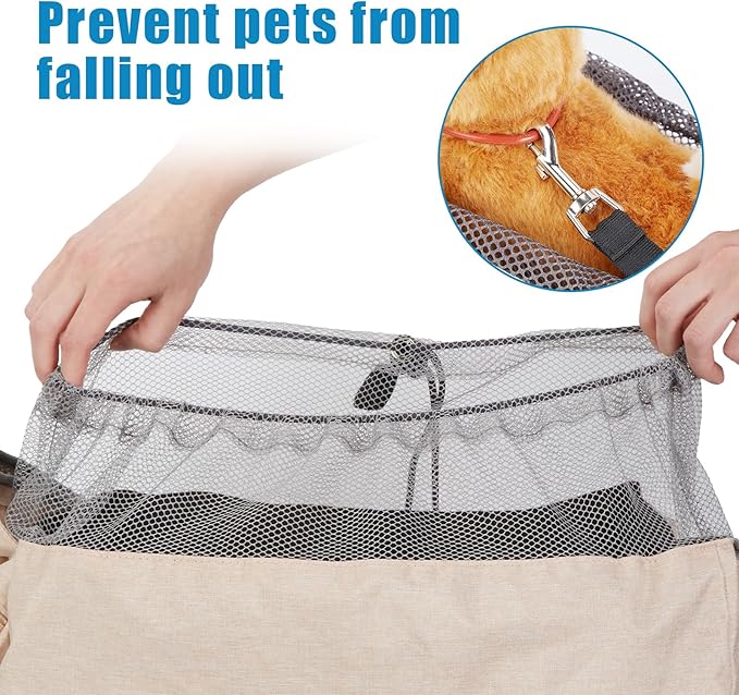 Ownpets Pet Sling Carrier, Fits 15 to 25lbs Extra-Large Dog/Cat Sling Carrier Reversible and Hands-Free Dog Bag with Adjustable Strap and Pocket Shoulder Pad, Beige