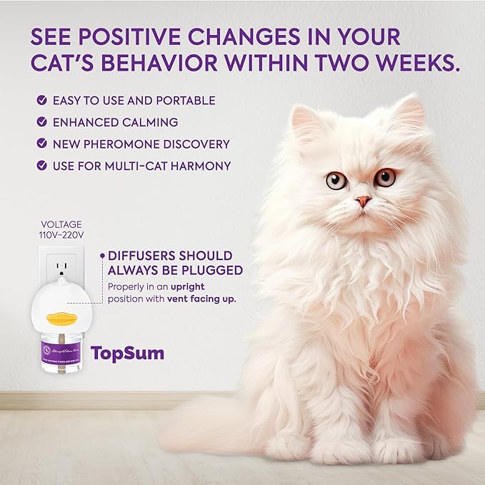 Cat Calming Diffuser Refills: Pheromone Refill for Cats, Long-Lasting 4-Month Supply, Compatible with Most Diffusers, 4 Pack (Light Purple)