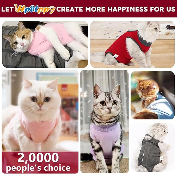 Cat Recovery Suit, Breathable Cat Surgery Recovery Suit Female, Kitten Onesie for After Surgery Spay Surgical Abdominal Wound Skin Diseases Cone of Shame Alternative (Red,S)
