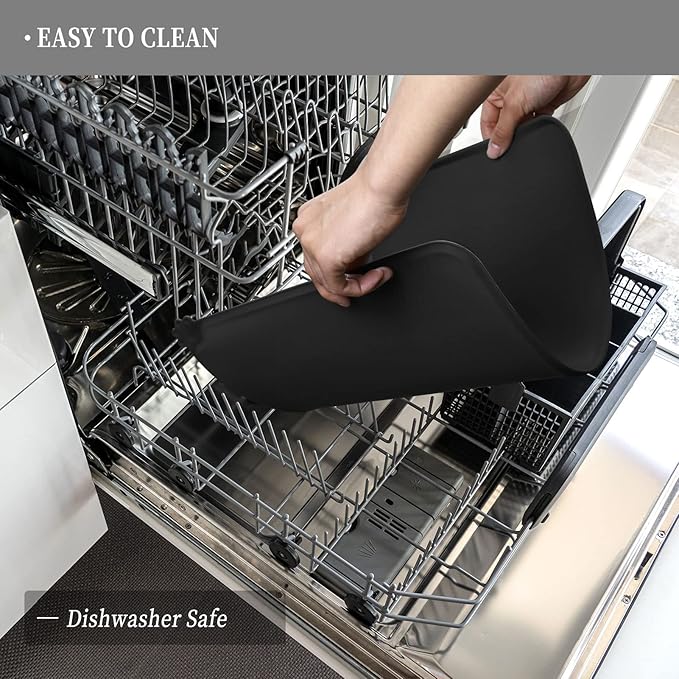 Waterproof Pet Feeding Mat with High Raised Edges, Heavier and Thicker Placemats for Cat Dog Water Bowl with BPA Free, Dogs Cats Food Mats for Messy Drinkers to Prevent Spill and Protect Floors