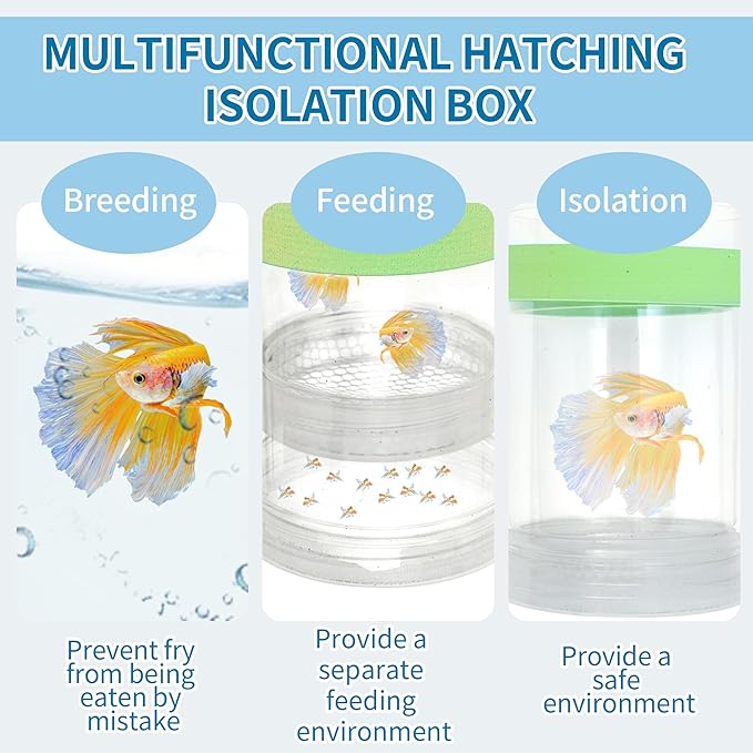 Suspensions Breeder Box, Floating Mesh Isolation Fish Tank Separator Set, Ideal for Aquatic Pets, Small, Green, 1 Set