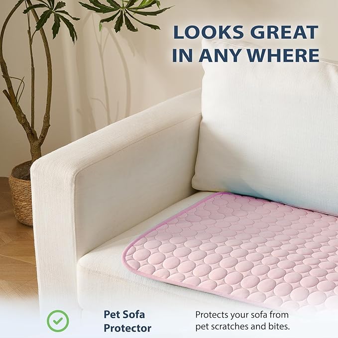 MICROCOSMOS Summer Cooling Mat & Sleeping Pad- Water Absorption Top, Materials Safe, Easy Carry, EZ Clean. Keep Cooling for Pets, Kids and Adults.(Pink, 40" x 28")