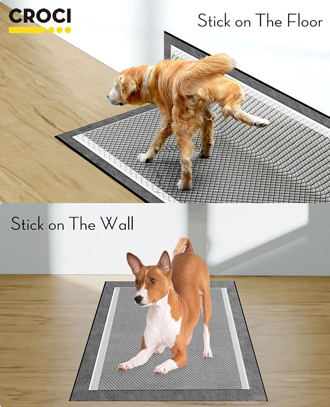 CROCI Puppy Pee Pads 22"x22" Charcoal Pee Pads, Odor-Control Charcoal Puppy Pads & Super Absorbent Dog Pads Holds Up to 4 Cups of Urine, Leak-Proof & Quick-Dry Dog Pee Pads, Disposable (50 Counts)