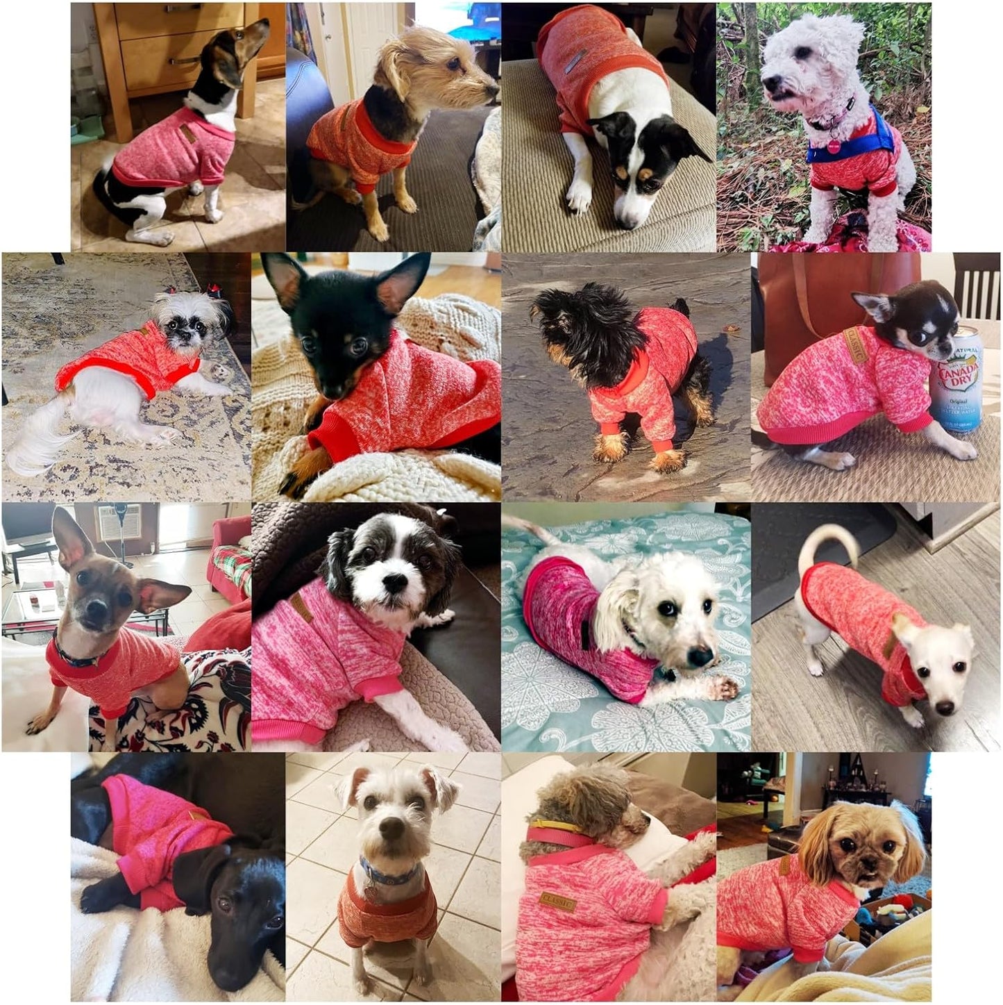 Jecikelon Dog Clothes Dogs Sweater Soft Puppies Clothing Winter Puppy Sweaters Warm Outfit for Dogs Small XXS XS Cat Apparel (Red, L)