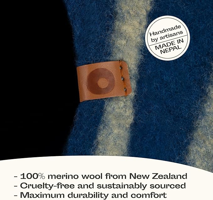 MEOWFIA Cat Cave – Premium Felt Cat Bed for Indoor Cats, Handmade 100% Merino Wool (Large, Deep Azure)