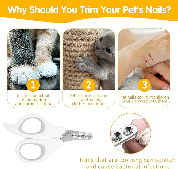Cat Nail Clippers with Circular Cut Hole, Dogs Pets Nail Clippers & Trimmers Puppy Nails Clipper Cat Claw Trimmer with Safety Guard -Avoid Over Cutting Pet Nails Clipper for Novice Pet Families