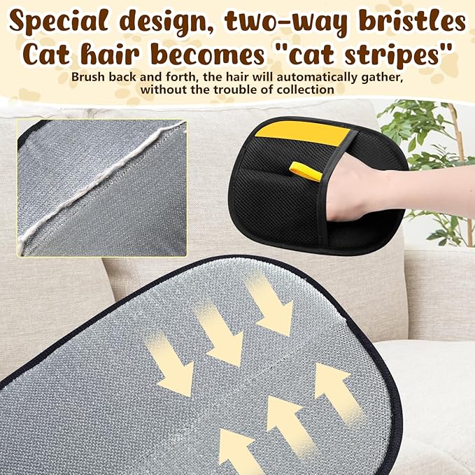 Pet Hair Removal Gloves,Electrostatic Gloves Pet Hair, Efficient Grooming Glove for Cats Dogs, Reusable Pet Hair Removal Tool for Couch, Furniture, Carpet, Curtain (2PCS)
