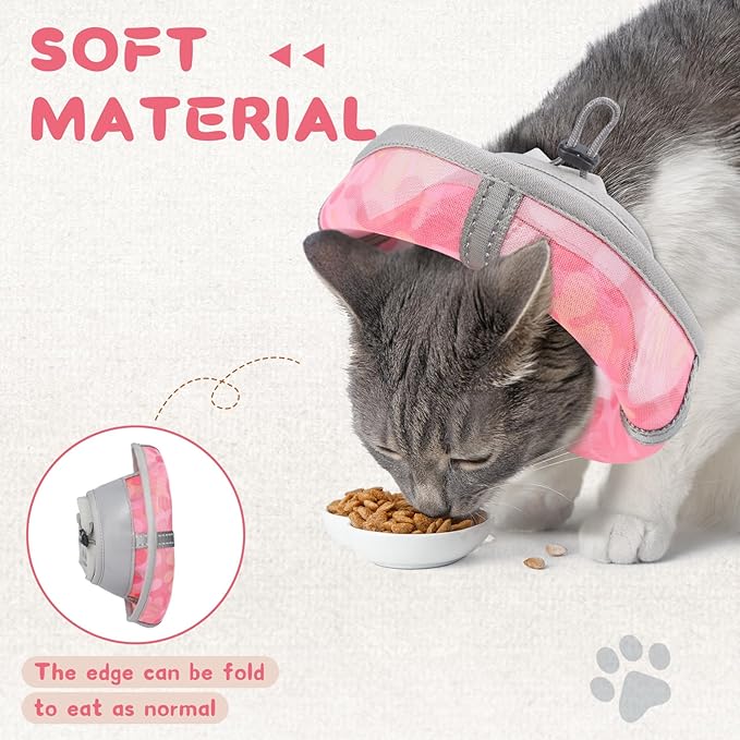 Supet Cat Cone Collar After Surgery, Soft Mesh Recovery Collar for Cats to Stop Licking and Scratching, Plastic Cone Alternative for Small Dogs, Medium, Large Cats
