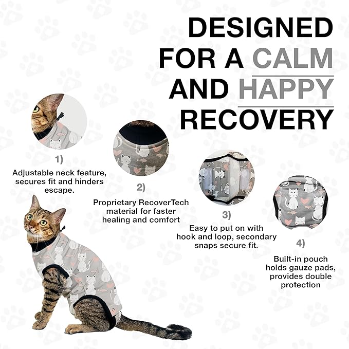 Bellyguard Cat Recovery Suit Female and Male, Comfy Onesie After Surgery, Kitten Clothes for Post-Op Care, Neuter and Spay Healing Outfits for Cats Only – Comfortable Kitten and Adult Cone Alternative