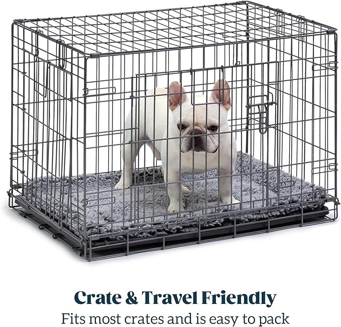 Stoutwool Indestructible Dog Bed - Fluffy Chew Proof Dog Crate Pad - Tough Kennel Pad for Aggressive Chewers - Ideal for Extra Large Breeds & Fits 48-Inch Crate - 47"x29", Charcoal
