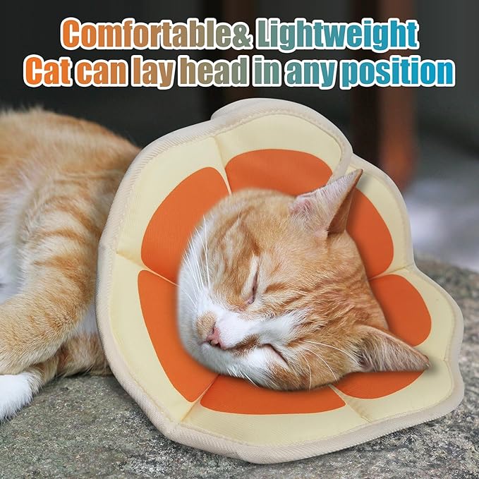 Cat Cone Collar Soft, Adjustable Cat Recovery Collar to Stop Licking After Surgery Protective E Collar for Cats Small Dogs, Orange M