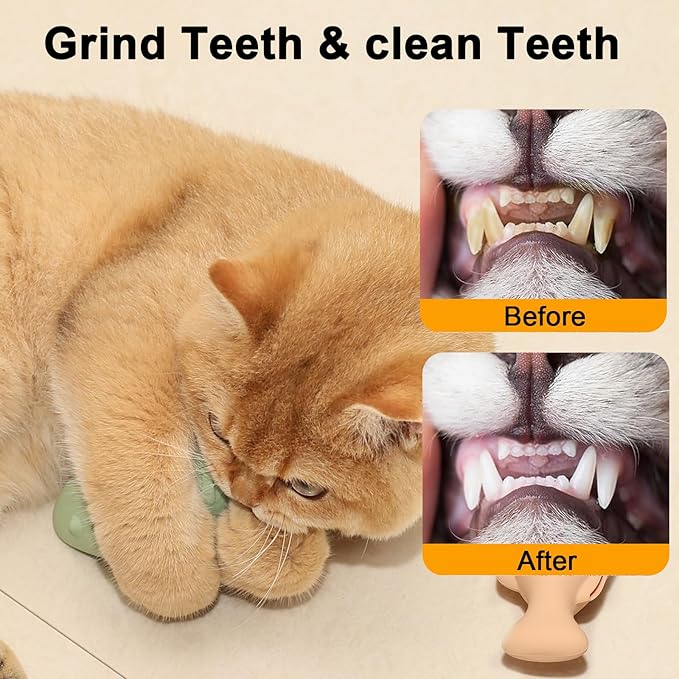 Cat Toys for Indoor Cats, Fish Shaped Chew Catnip Toys for Teeth Cleaning, Food Grade Silicone Cat Enrichment Toy, Interactive Kitten Teething Toys with 1 Cat Nip Ball, 2 Pcs