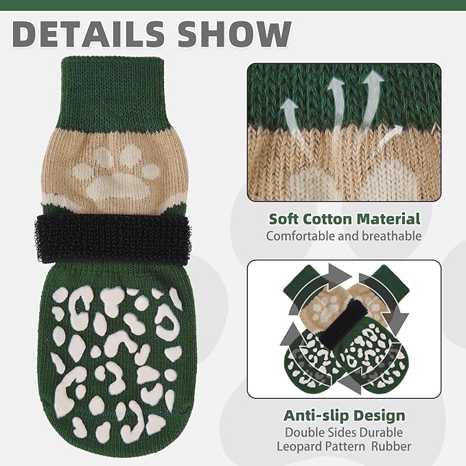 KOOLTAIL Dog Socks for Hot/Cold Pavement to Prevent Licking Paws Scratching,Anti Slip Pet Boots&Paw Protector for Hardwood Floors,Traction Control Grip Booties for Small Medium Large Senior Dogs S