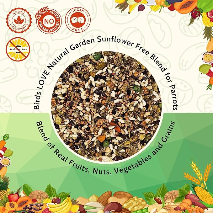 Birds LOVE All Natural Garden Blend Bird Food for Conures - Sunflower Free 2lb