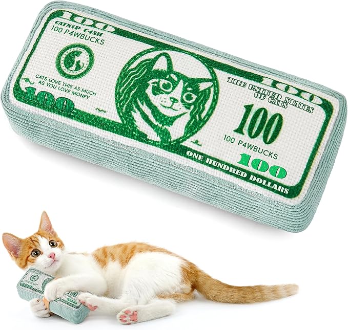 Potaroma Cat Toys US-Dollar Catnip Crinkly Sound Toy, Mesh Fabric for Teeth Cleaning, Interactive Kicker Toys for Indoor Kitten Exercise 6.0 Inches for All Breeds