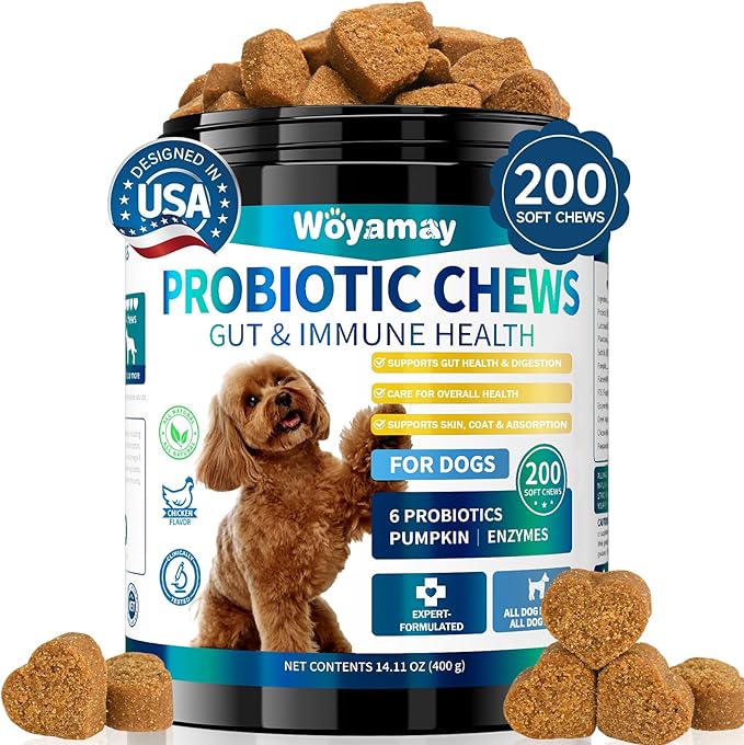 Dog Probiotic for Dogs, 200 Soft Treats Dog Probiotics for Digestive Health & Immune System, Probiotic Chews for Dogs, Support Gut Health|Itchy Skin|Diarrhea|Gas Relief Treatment