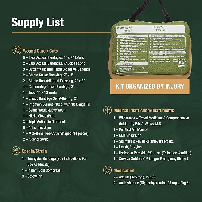 Adventure Medical Kits Me & My Dog Medical Kit - Human & Canine First Aid Essentials - Includes Cold Pack, SOL Emergency Blanket, Splinter Picker & More