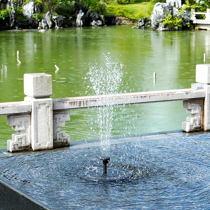 2.5W Solar Bird Bath Fountain Pump, Solar Fountains, Solar Powered Water Fountain with 6 Nozzles and Fixer for Bird Bath, Outdoors, Fish Tank, Pond, Pool and Garden