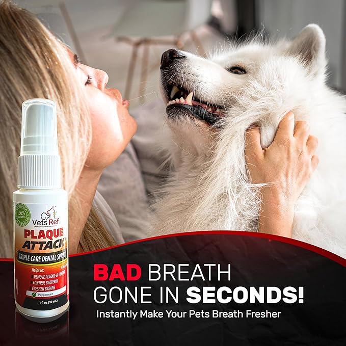 Pet Dental Spray, As Seen on TV, Eliminates Plaque & Tartar, Helps with Plaque and Tartar and Provides Instant Fresh Breath - Includes 3 Months' Supply of Peppermint Spray, 1fl. OZ (30ML)