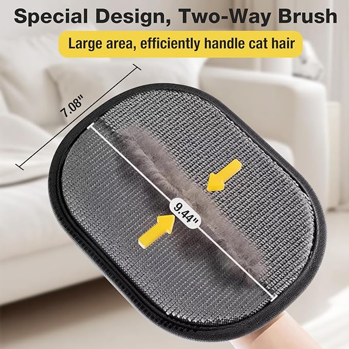 Pet Hair Removal Glove - 2025 Upgraded Electrostatic Pet Hair Remover, Cat & Dog Hair Remover Tool for Couch, Furniture, Carpet, Car Seat, Clothing, Reusable Double Sided Cat Grooming Gloves (2PCS)